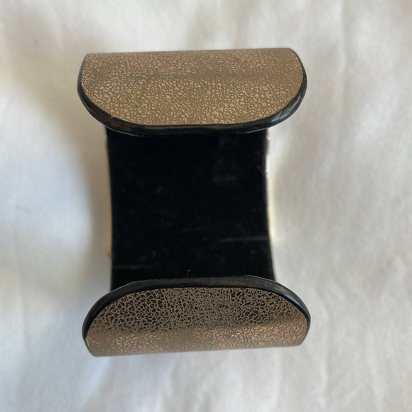 Gold Leather Rhinestone Cuff Bracelet with Swarovski Crystal - Picture 8 of 9